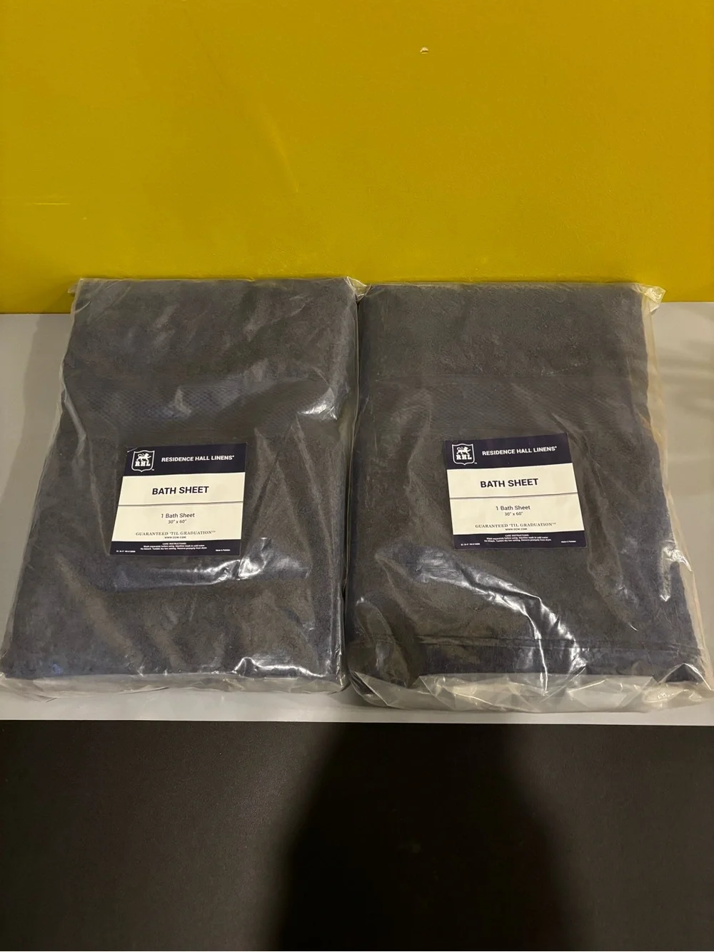 Residence Hall Linens Bath towels- navy (Set of 2)